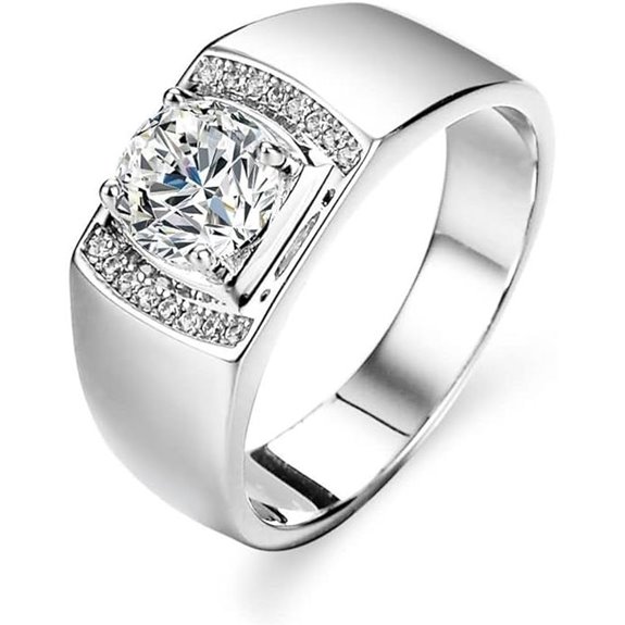 Men's Gold Wedding Band with Moissanite 6.5mm