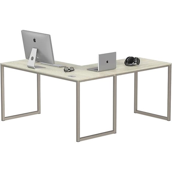 SHW Mission 55 x 60 Inches L-Shape Home Office Computer Desk Maple