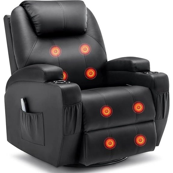 Swivel Recliner Chair with Massage Heat & Remote
