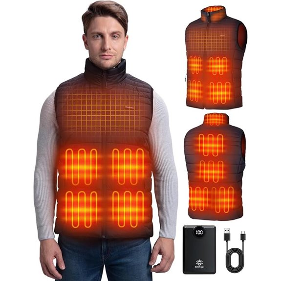Heated Men's Vest with 9 Zones and Rechargeable Battery