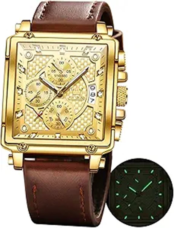 OLEVS Men's Quartz Chronograph Leather Dress Watch