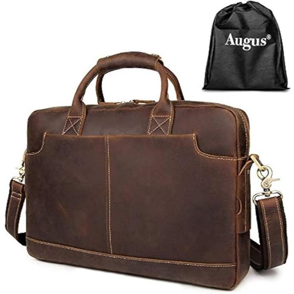 Augus Leather Laptop Briefcase for Men