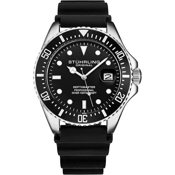 Stuhrling Men's Dive Watch 42mm Rubber Strap Water-Resistant