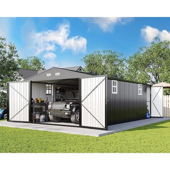 AMERLIFE Outdoor Metal Garage Shed with Windows