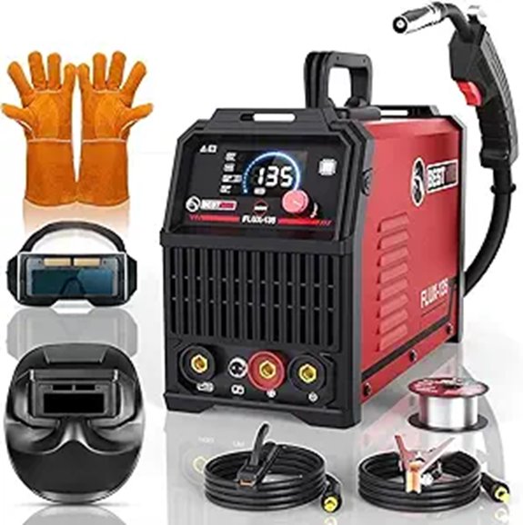BESTMIG 135A MIG Welder 3-in-1 with Helmet and Gloves