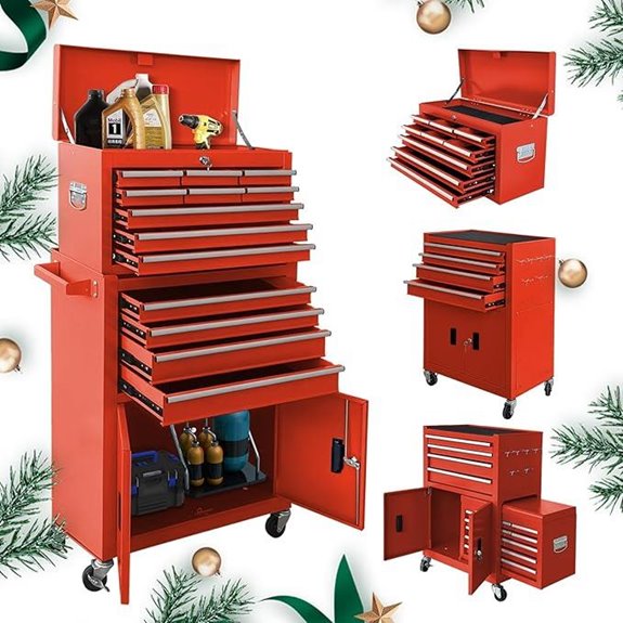 13-Drawer Mobile Rolling Tool Chest with Lockable Doors