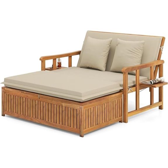 LDAILY Moccha Acacia Wood Outdoor Daybed