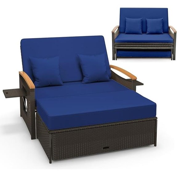 LDAILY Moccha Wicker Outdoor Daybed with Cushions