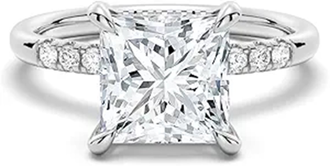 MSBLUE Moissanite Engagement Ring with Halo and Accents