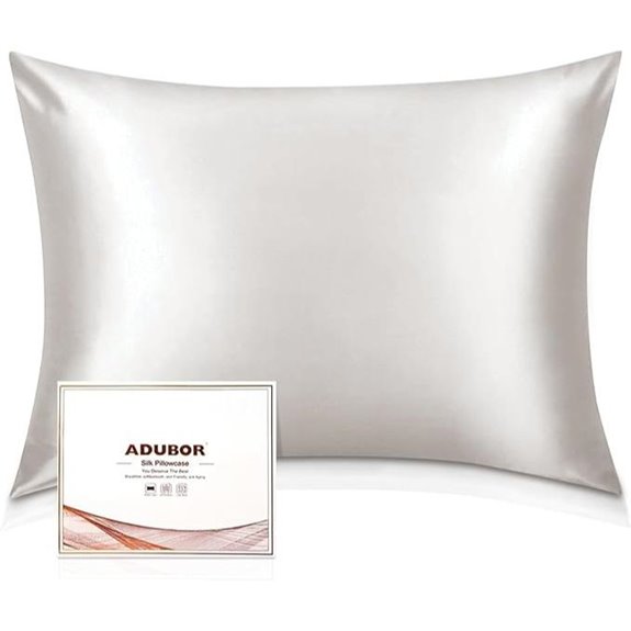 Adubor 100% Mulberry Silk Pillowcase (Standard Ivory)