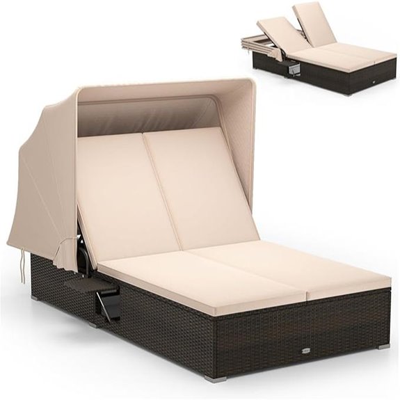 RELAX4LIFE Outdoor Daybed with Canopy & Cushions