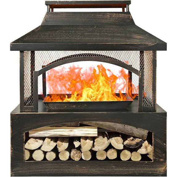 Outdoor Wood Burning Fire Pit with Log Grate