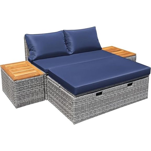 Devoko Outdoor Patio Day Bed with Side Tables