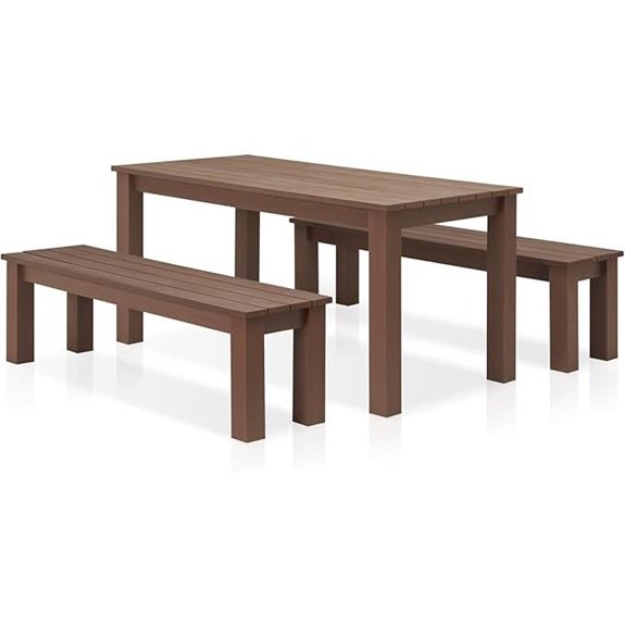 Outdoor Patio Dining Set with Benches for 4-6 Persons