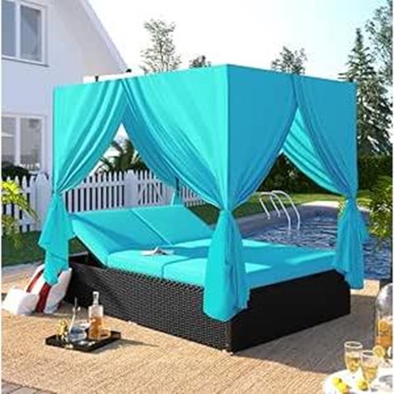 Patio Lounge with Canopy and Cushions for Outdoors