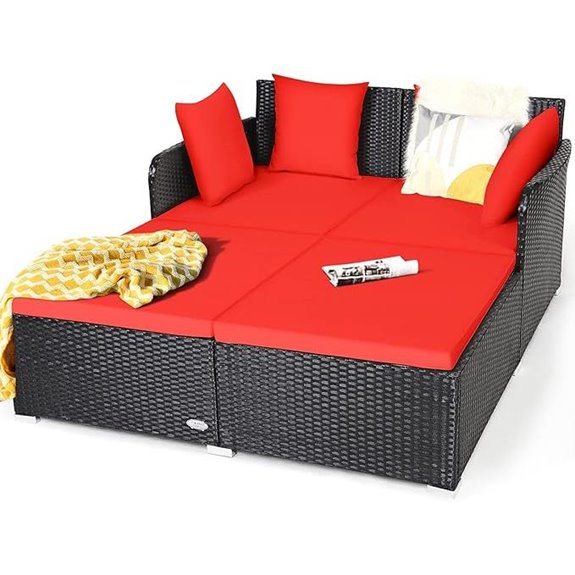 HAPPYGRILL Outdoor Rattan Daybed Patio Sofa Set