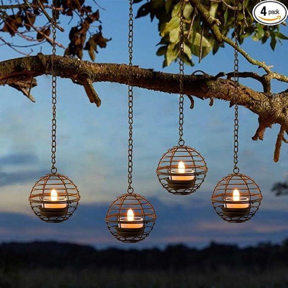 Solar Hanging Lanterns Outdoor Waterproof 4-Pack