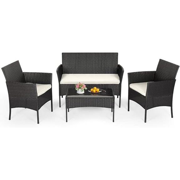 FDW 4-Piece Outdoor Wicker Patio Furniture Set