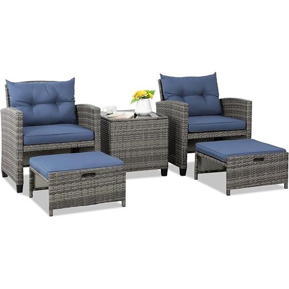 Shintenchi 5-Piece Outdoor Wicker Patio Set