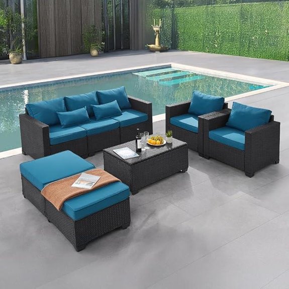Outdoor Patio Furniture Sets with Cover and Tea Table