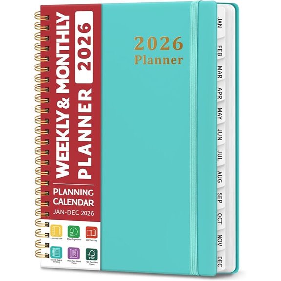 2026 Weekly & Monthly Planner with Tabs and Pocket