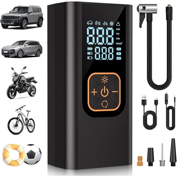 Portable Tire Inflator with Digital Pressure Gauge