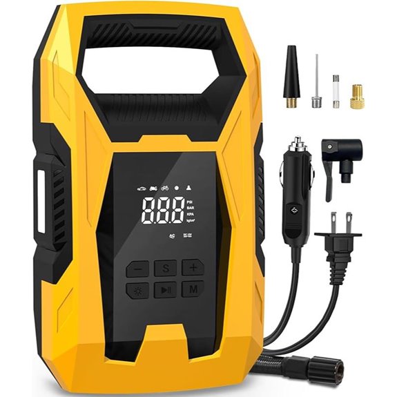 CARSUN Portable Dual Power Tire Inflator with Pressure Gauge