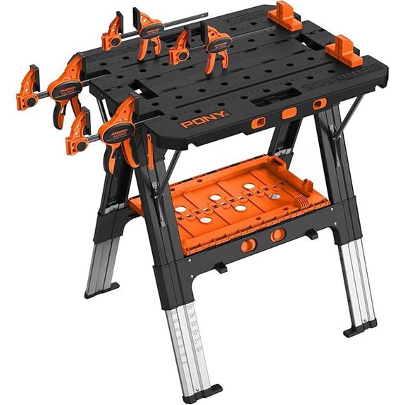 Pony Folding Work Table with Clamps and Dogs