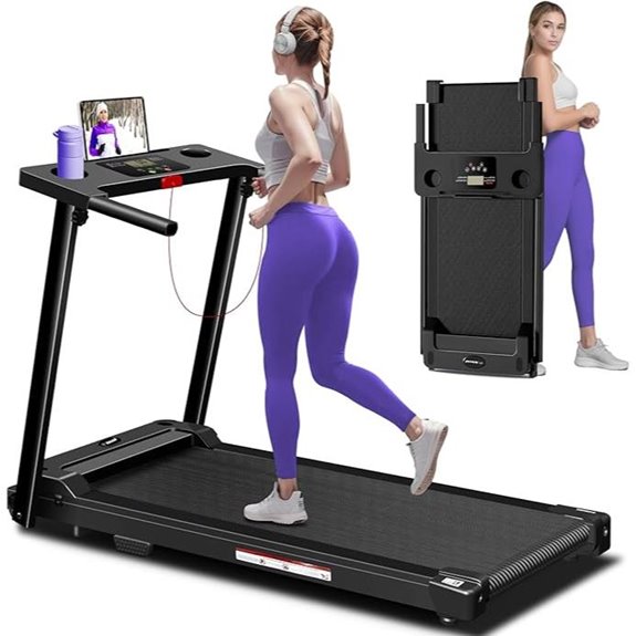 Portable Electric Treadmill with Handles and LED Display