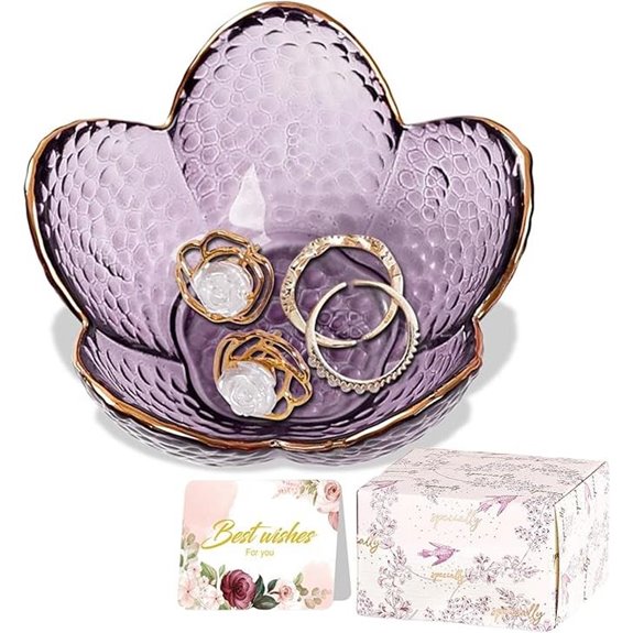 Purple Flower Jewelry Dish with Ring Holder