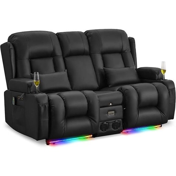 URREDD Recliner Loveseat with Massage Heat & Bluetooth