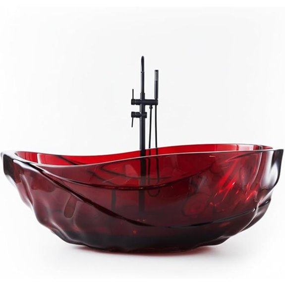 Cpingao 67 Red Resin Freestanding Bathtub