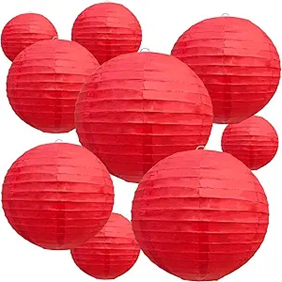 BEISHIDA Red Round Paper Lanterns 10 Pack