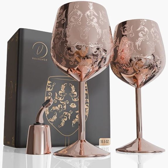 17oz Rose Gold Stainless Steel Wine Glasses (Set of 2)
