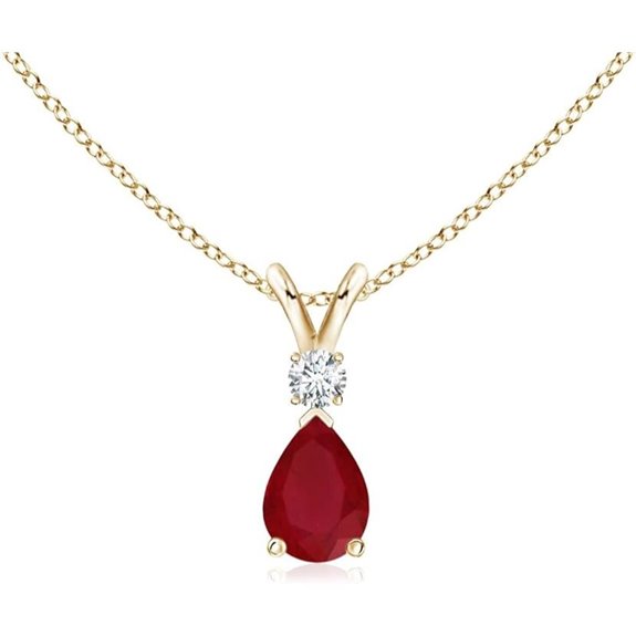 Angara Ruby Solitaire Pendant with Diamond and Chain