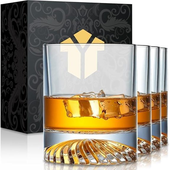 Whiskey Glasses Set of 4 12oz Rocks Glasses