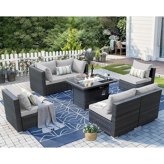 NICESOUL 7-Piece Outdoor Patio Furniture Set with Firepit