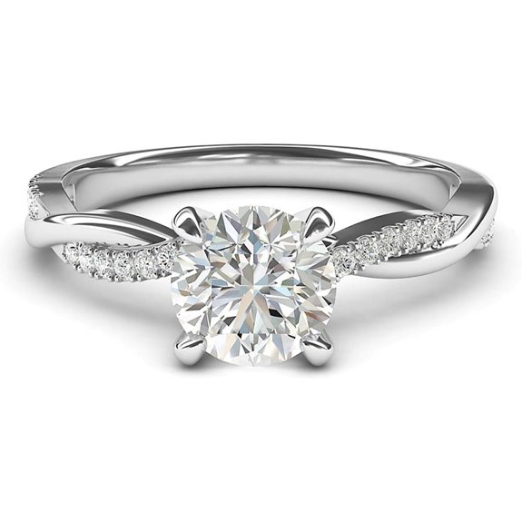 Sterling Silver 1.0 CT Diamond Moissanite Engagement Ring