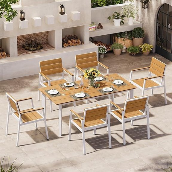 Outdoor Dining Set for 6 with Umbrella Hole