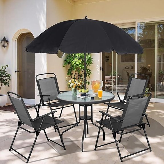 Vongrasig 6-Piece Patio Dining Set with Umbrella