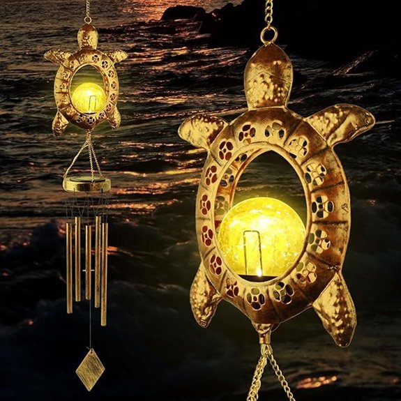 Solar Turtle Wind Chimes with Moon Light Decor
