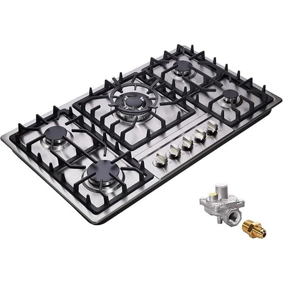34-Inch Stainless Steel Gas Cooktop with 5 Burners