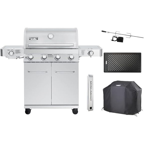 Monument 4-Burner Stainless Steel Propane Grill with Accessories