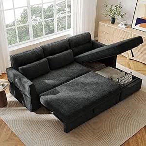 Amada Sectional Sofa Bed with Storage and USB
