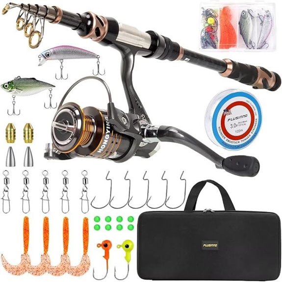 PLUSINNO Telescopic Fishing Rod and Reel Combo