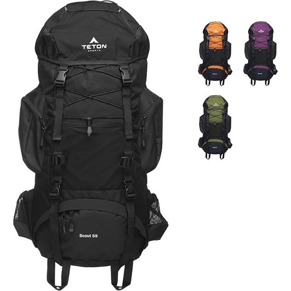 Teton 55L Scout Hiking Backpack with Rain Cover