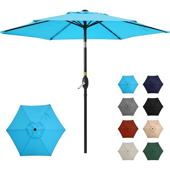Striped Patio Umbrella with Tilt and Crank