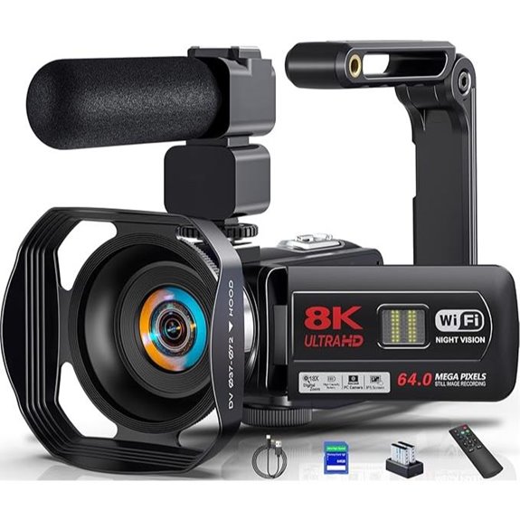 8K 64MP Video Camcorder with Night Vision and Accessories