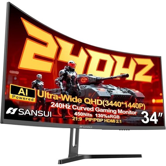 SANSUI 34 Ultrawide Curved Gaming Monitor (UWQHD)