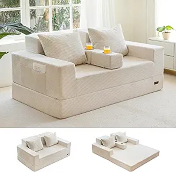 MAXYOYO 4-in-1 Foldable Sofa Bed with Cup Holders